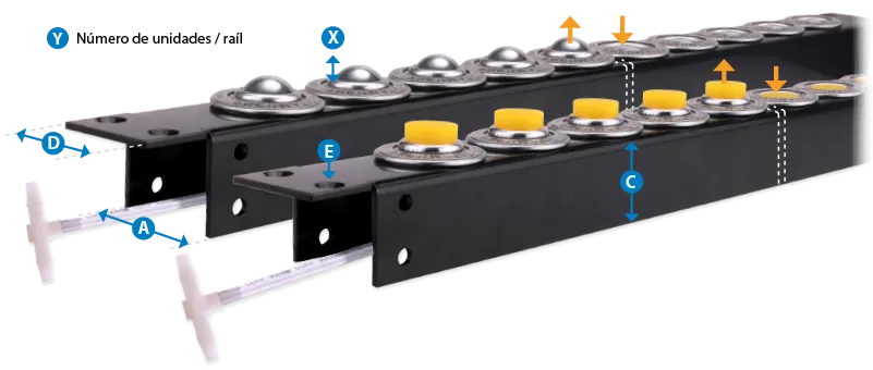 Pneumatic Balls/Stops (Rails) PB25 PS25 Diagram